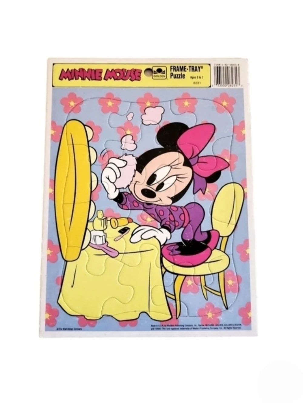 Disney Minnie Mouse Makeup Vanity Tray Puzzle 12 Piece Vintage